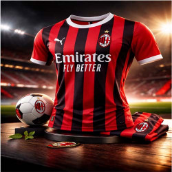 AC Milan Football Shirt | Red Black Home Jersey