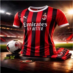 AC Milan Football Shirt | Red Black Home Jersey