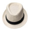 Beige straw fedora hat