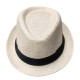 Beige straw fedora hat