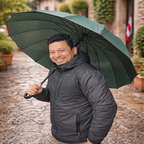 Elegant Forest Green Travel Umbrella