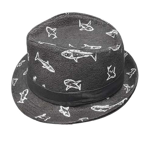 Fedora hat with shark embroidery