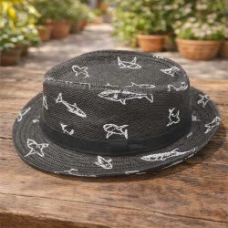 Fedora hat with shark embroidery