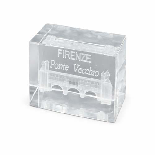 Firenze Ponte Vecchio Crystal Block 3D Laser Engraved Souvenir