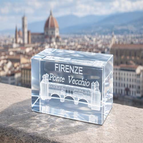 Firenze Ponte Vecchio Crystal Block 3D Laser Engraved Souvenir