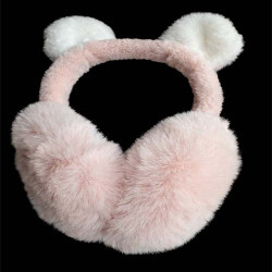 Fluffy Pink Bear Ear Earmuffs Fashion Winter Ear Warmers