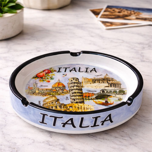 Italia Ceramic Ashtray Italy Landmark Souvenir