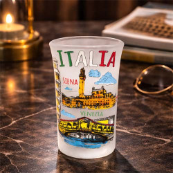 Italian Frosted Shot Glass Firenze Roma Travel Souvenir