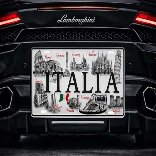 Italy Vintage Travel License Plate Italian Landmark Wall Decor
