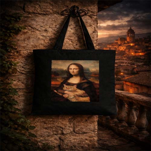 Mona Lisa Inspired Cat Bag Trendy Shopper