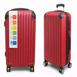 Red ABS Hard Shell Travel Suitcase with Spinner Wheels