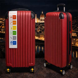 Red ABS Hard Shell Travel Suitcase with Spinner Wheels