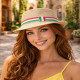 Straw hat with tricolor ribbon