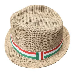 Straw hat with tricolor ribbon