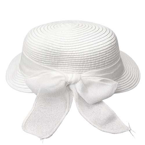 Straw hat with white bow