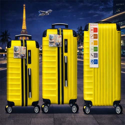 Yellow ABS Hard Shell Lightweight Spinner Travel Luggage